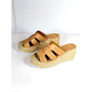 Marc Fisher Tan Espadrille Wedge Slide Sandals Size 10M